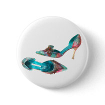Cinderella Beaded Brocade Pumps Pinback Buttons