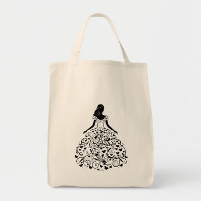 Cinderella Fanciful Dress Silhouette Grocery Tote Bag