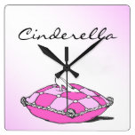 Cinderella Slipper Pink Pillow Custom Clock