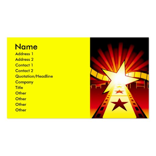 CINEMA7, Name, Address 1, Address 2, Contact 1,... Business Cards (front side)