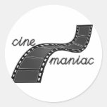 Cinemaniac with Film Strip Round Sticker