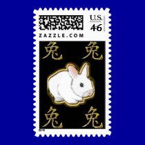 cinese rabbit noir or postage