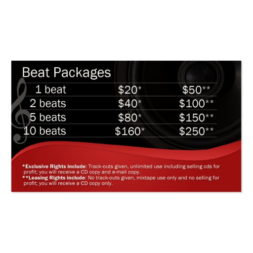 Cineux on the Beat Business Card Templates (back side)