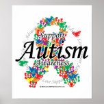 Cinta del autismo de mariposas poster