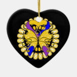 Cinta del corazón de la mariposa del cáncer de vej ornamento de navidad