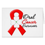 Cinta oral de la flor del superviviente del cáncer tarjeta