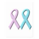 Cintas rosadas y azules tarjetas postales