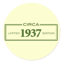 circa 1937 round sticker