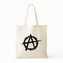 circle-a anarchist hands emblem tote bag
