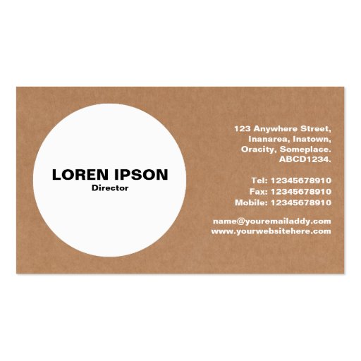 Circle - Cardboard Box Business Card Template (back side)