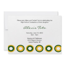 Circle Circle Invitations - Green and Gold by RetroWhimsyDesigns Circle Circle Invitations - Green and Gold