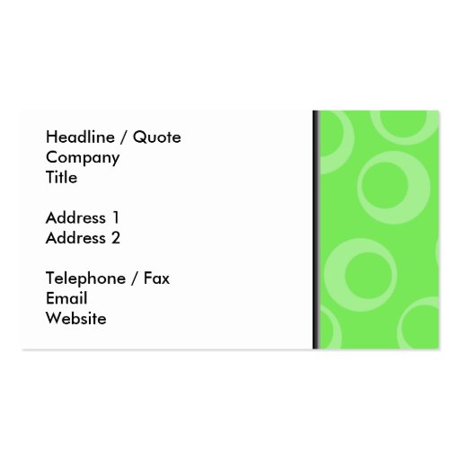 Circle design in green. Retro pattern. Custom Business Card Templates (back side)