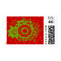 Circle Flowers Swirly Postage Stamps