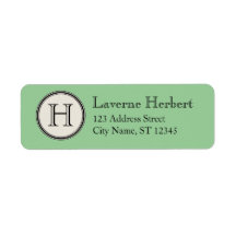 Circle Frame Monogram Return Address, Jadeite Return Address Label