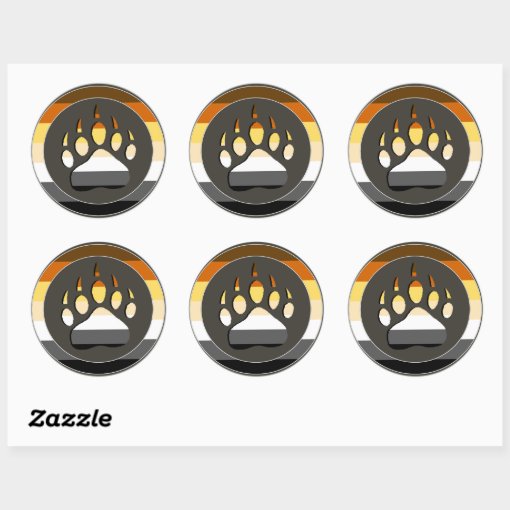 Circle Gay Bears Pride Flag Bear Paw Classic Round Sticker Zazzle