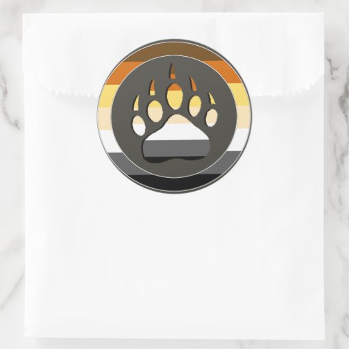 Circle Gay Bears Pride Flag Bear Paw Classic Round Sticker Zazzle