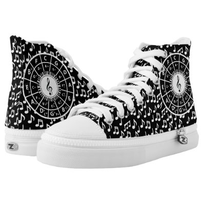 Circle of fifths and music notes sneakers printed shoes
