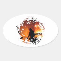 Circle Of Flames Oval Stickers