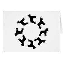 Circle of Giant Schnauzers (blk) Greeting Cards