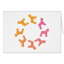 Circle of Giant Schnauzers (pinks to oranges) Greeting Cards