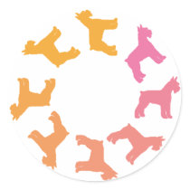 Circle of Giant Schnauzers (pinks to oranges) stickers