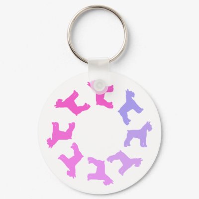 Circle of Giant Schnauzers (pinks to purples) Keychain by dogsandhorses