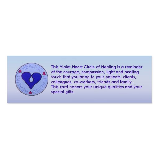 Circle of Healing - Caregiver's Profile Card Business Cards (front side)