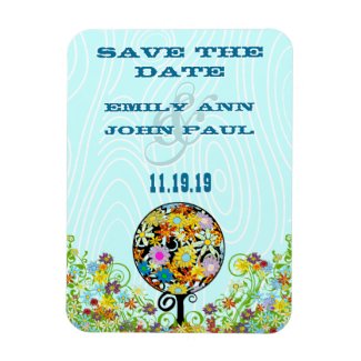 Circle of Love Flower Tree Woodgrain Save the Date