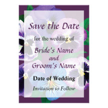 Circle of Purple Pansies Save the Date Custom Invites