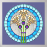Circle of Stained Glass Lilies Poster
