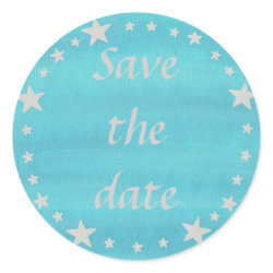Circle of stars on blue, Save the date stickers sticker