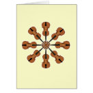 postcard - This design shows the beauty of the shape of musical instruments to be an art in itself, before the instrument even makes a sound. The violin, with its f-holes and curvaceous shape, is a thing of beauty, and any fan of classical or folk music, or indeed any genre that uses violins or fiddles, will love this design.