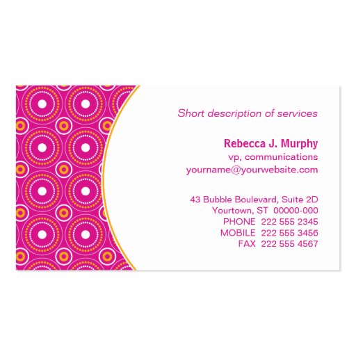 Circle Pattern Underlay Business Card Templates (back side)