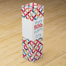 Circle patterned named 50th birthday wine box