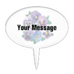 Circle Purple Pansies Oval Cake Topper