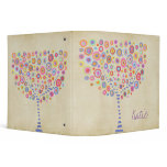 Circle Trees Retro Name Custom Folder Binder