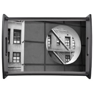 Circle With Fire Escape Serving Tray