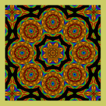 Circled Floral Star Mandala posters