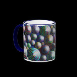 Circles Colorful 3D on Blue Background mugs