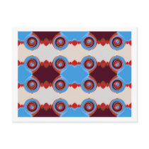 circles in blue and brown postcards