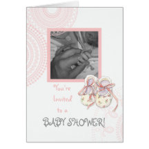 Circles 'n Booties, Baby Girl Shower Invitation Card