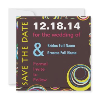 save the date card with circle pattern