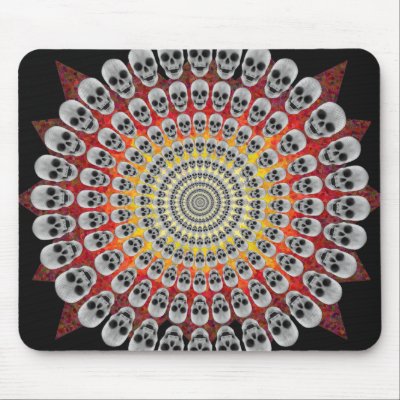 Circles of Skulls & Fire Graphics: Custom Mousepad by spiritswitchboard