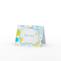 Circles, Stars, Blue, Baby Shower Thank You Greeting Card