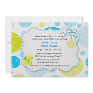Circles, Stars, Duckie Baby Shower Invitation