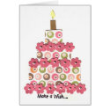 Circles with Pink Flowers Cake cards