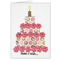 Circles with Pink Flowers Cake cards by Jillese Circles with Pink Flowers Cake cards