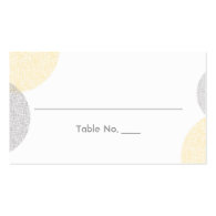 Circles Yellow and Grey Wedding Placecards Business Cards