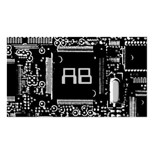 Circuit B & W 2 'monogram business card template (front side)