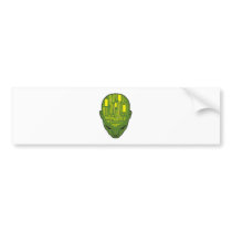 circuit board brain head yellow and green bumper sticker